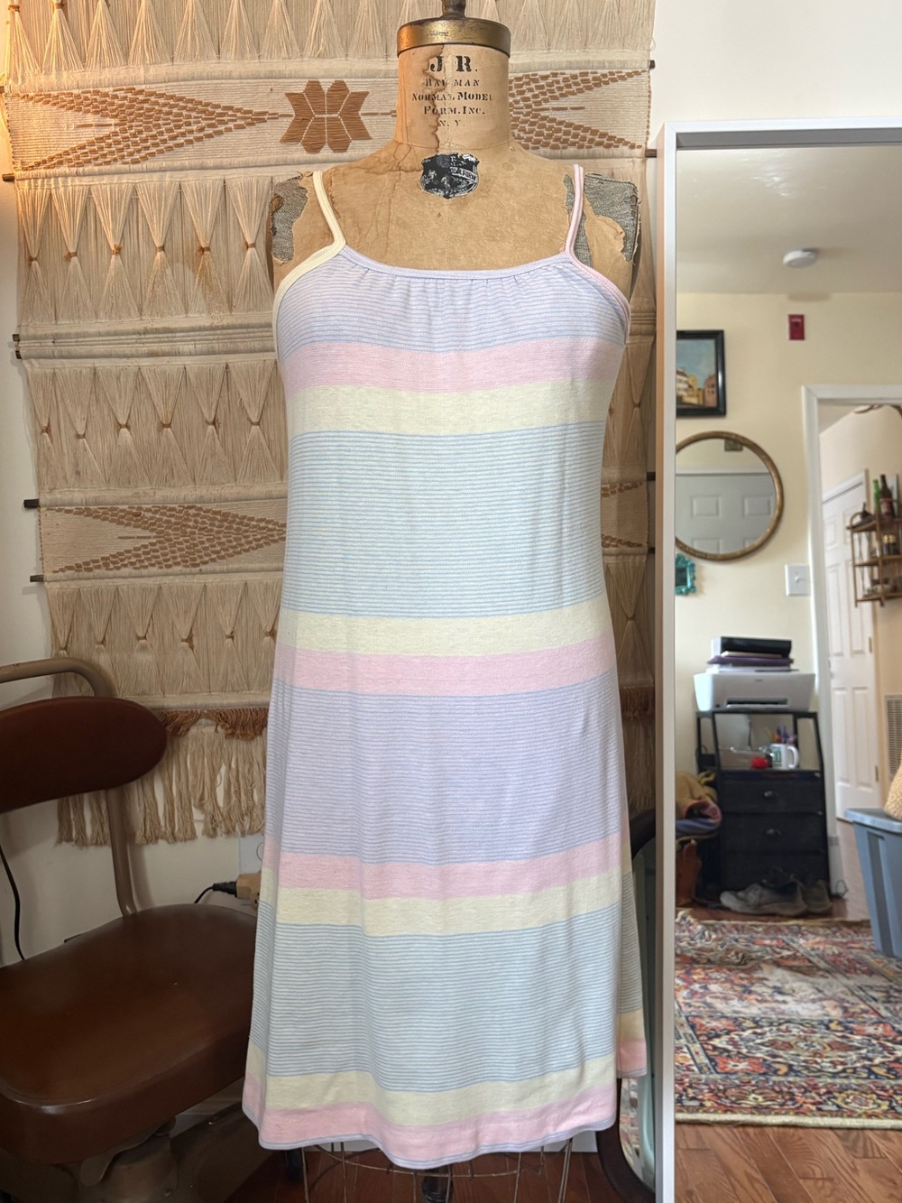 Pastel Striped Spaghetti Strap Dress